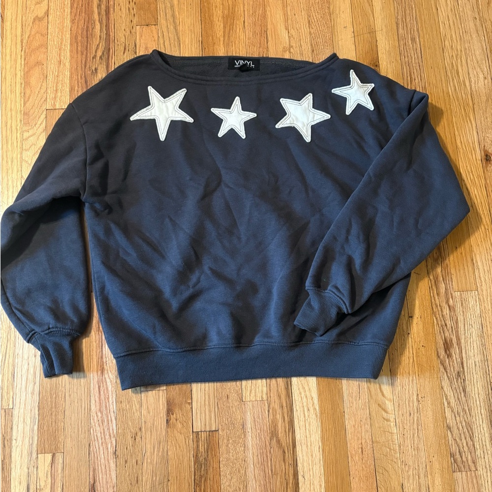 Navy Sweatshirt with White Star Accents